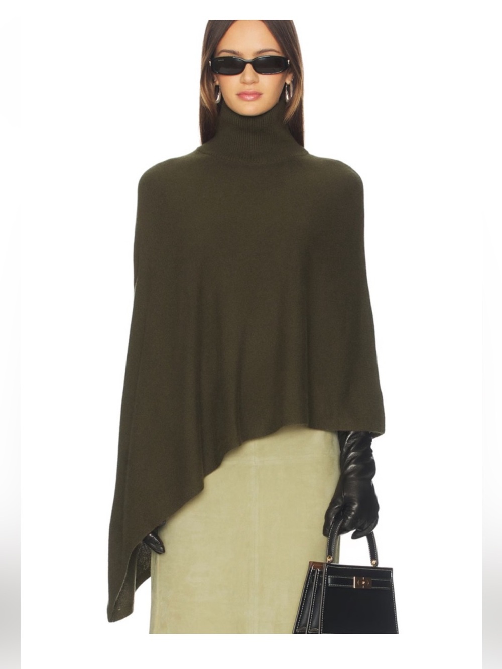 NWT SRG Atelier Axele Cashmere knit cape in dark olive